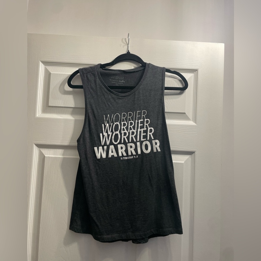 Women's Charcoal Warrior Graphic Muscle Tee